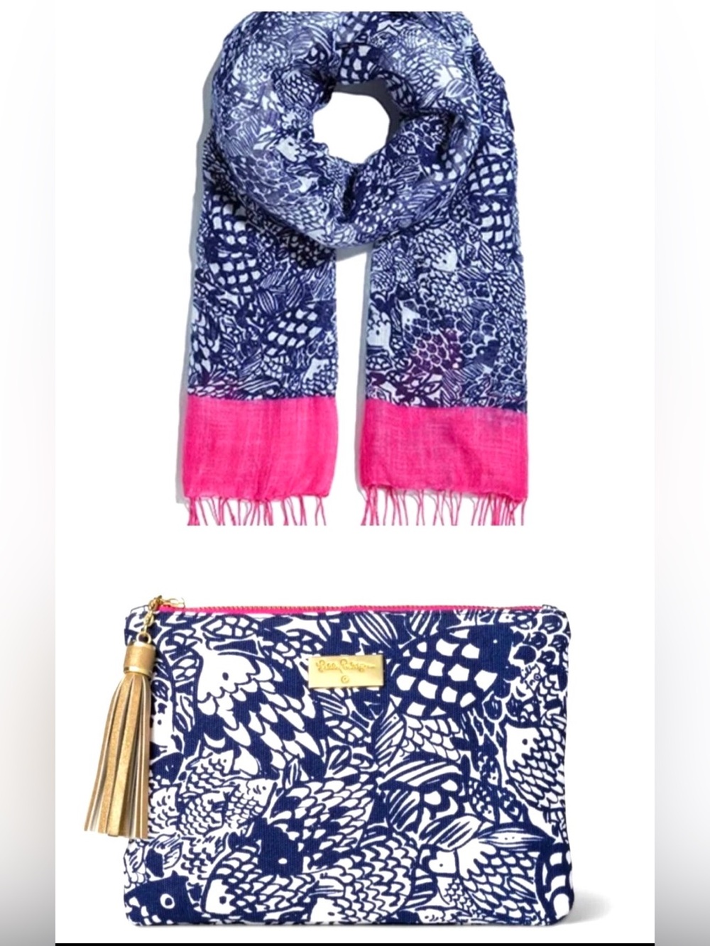 NWT Lilly Pulitzer for Target UP STREAM scarf & clutch set